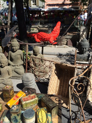 A slightly out of place red crocodile......